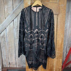 Nightway Black Detailed Midi Dress Size 8